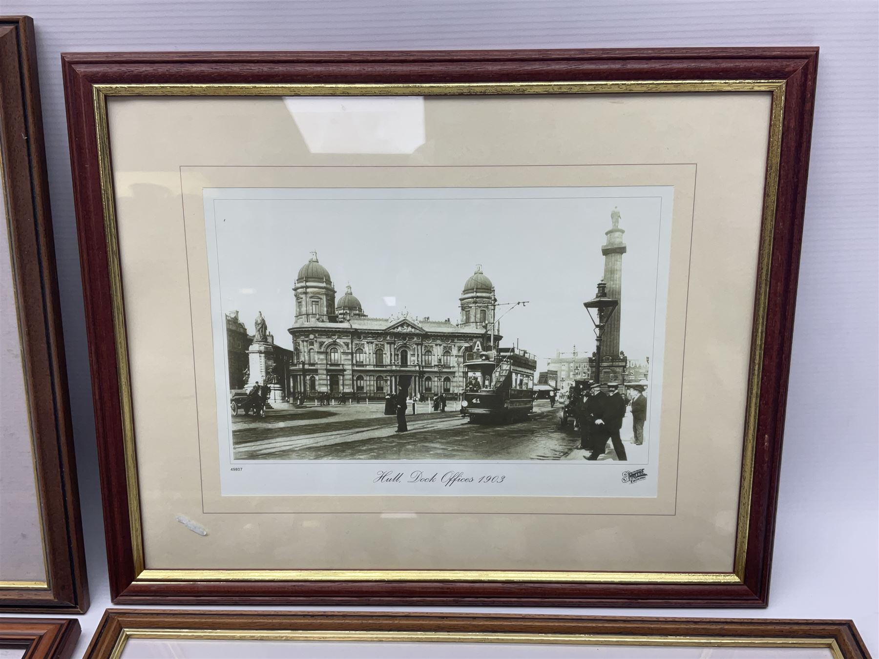 Hull police whistle, medal 'For Exemplary Police Service', three Jack Rigg prints, and a black and white photograph of Hull Dock Offices, 1903