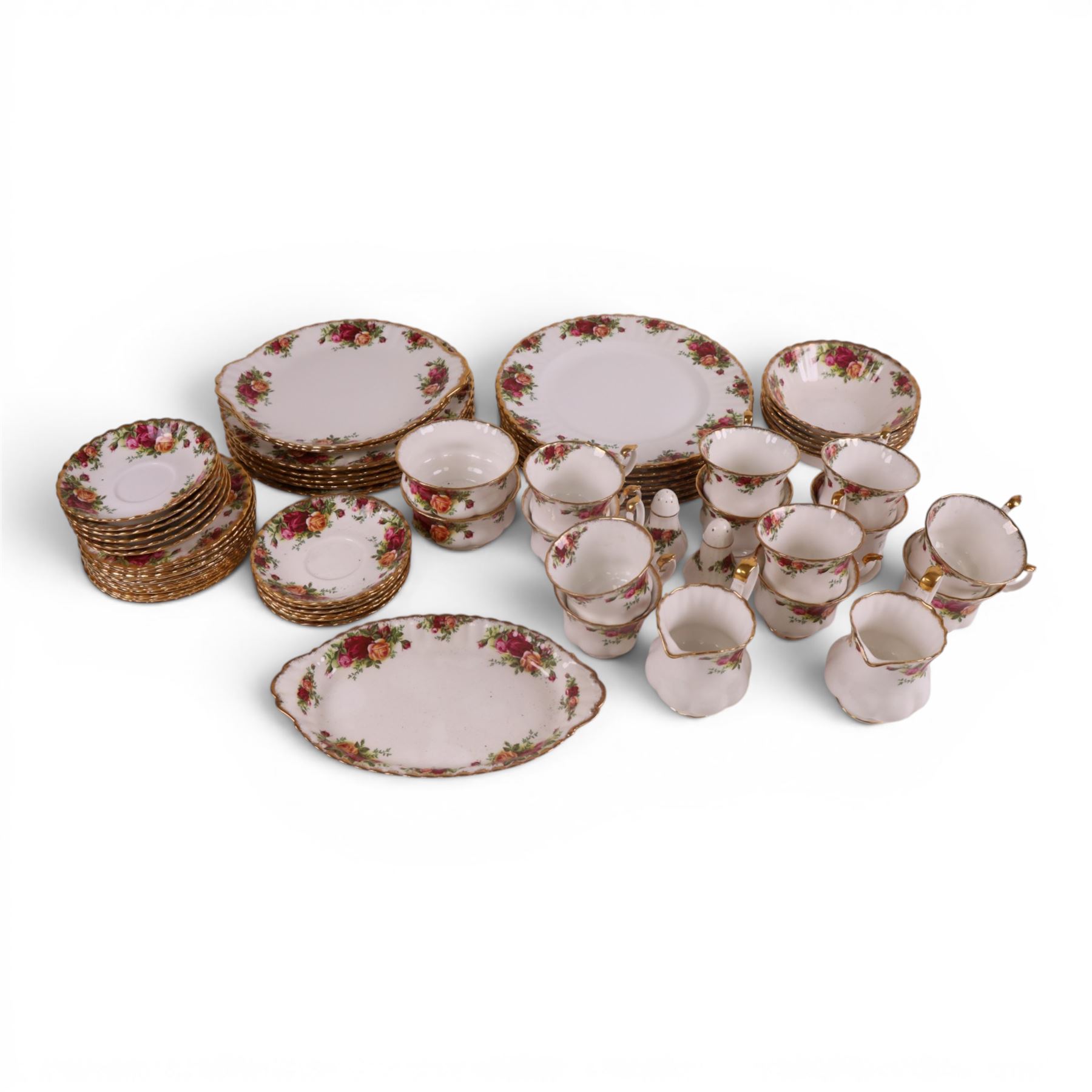 Royal Albert Old Country Roses part tea  and dinner service, including twelve dinner plate, two sandwich plates, two milk jugs, twelves cups and saucer etc 
