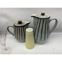 Denby coffee pot, together with Hornsea sugar shaker, glassware and other collectables 