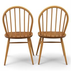 Ercol - set of four light elm chairs, comprising two 'Quakers' and two 'Windsor' chairs