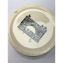 Four Emma Bridgewater mugs, together with a jug, and preserve pot and cover, decorated in sweet pea pattern, mugs H7cm. (5). 