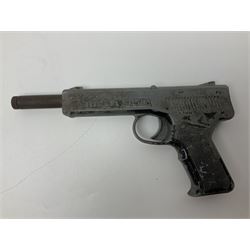 Webley & Scott Premier .177 over lever air pistol, no.2360, with chequered bakelite grip L24cm overall; Diana SP50 .177 plunge barrel air pistol; and T.J. Harrington & Son 'The Gat' .177 plunge barrel air pistol; NB: AGE RESTRICTIONS APPLY TO THE PURCHASE OF THIS LOT (3)