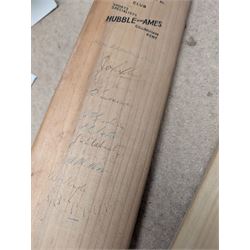 Two signed cricket bats, with signatures including Colin Cowdrey