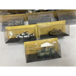 DeAgostini The Combat Tanks Collection -  forty-six periodical issued die-cast models of tanks; in plastic display cases in unopened blister packs (46)