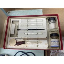Collection of microscope kit, prepared slices with specimens, and various specialist books 