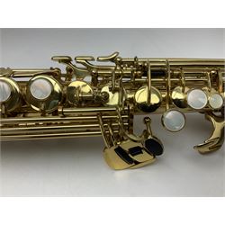 Jupiter JPS-749-547 soprano saxophone, serial no.636624; in fitted carrying case with accessories.