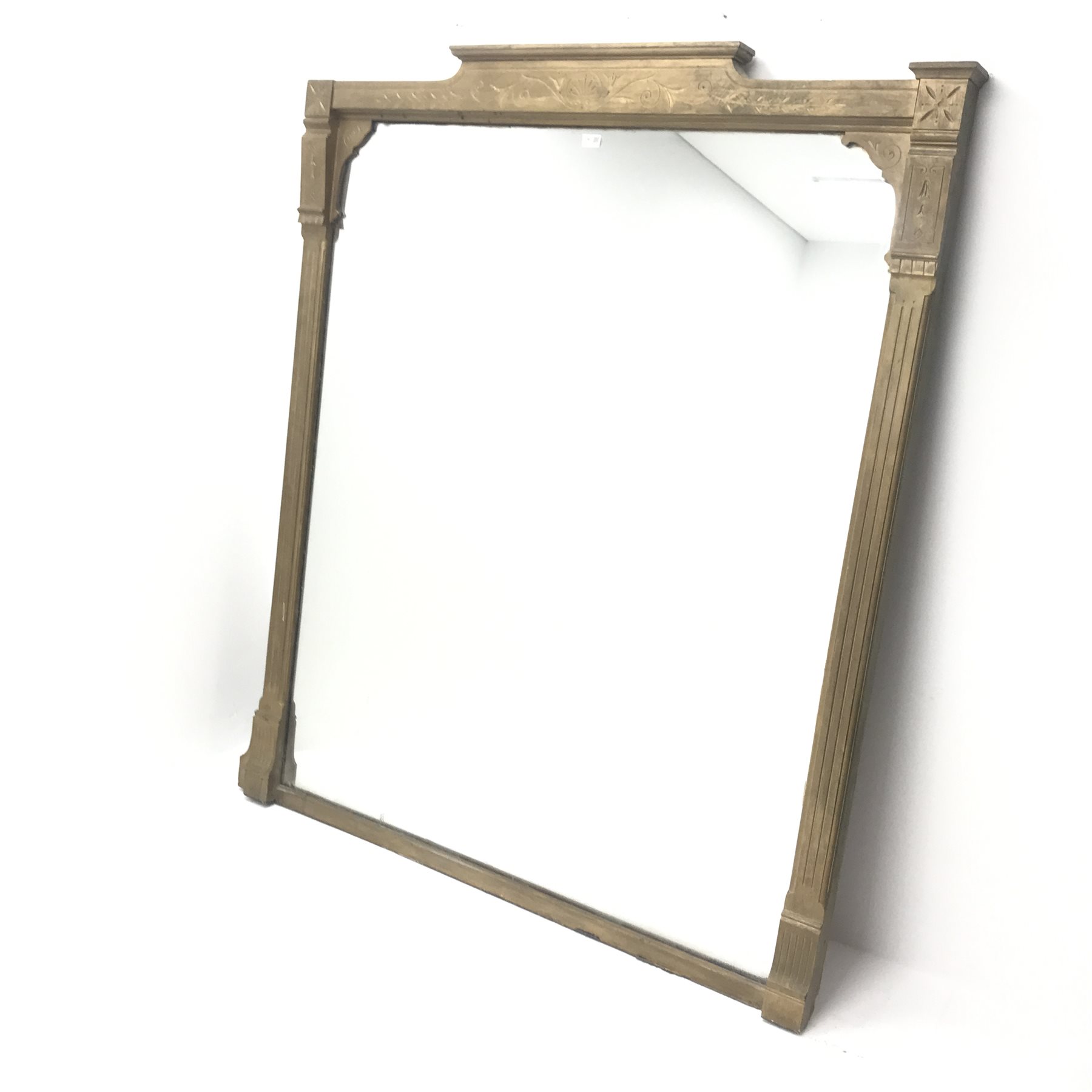 Large mahogany framed mirror, gold pained finish, W144cm, H169cm The