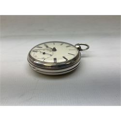 William IV silver open faced key wound pocket watch by T Cox Savory 47 Cornhill London, case hallmarked London 1836, with later key