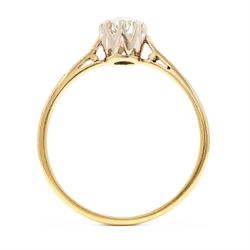 Early 20th century gold diamond ring, set with a single old cut diamond of approx 0.30 carat, stamped 18ct