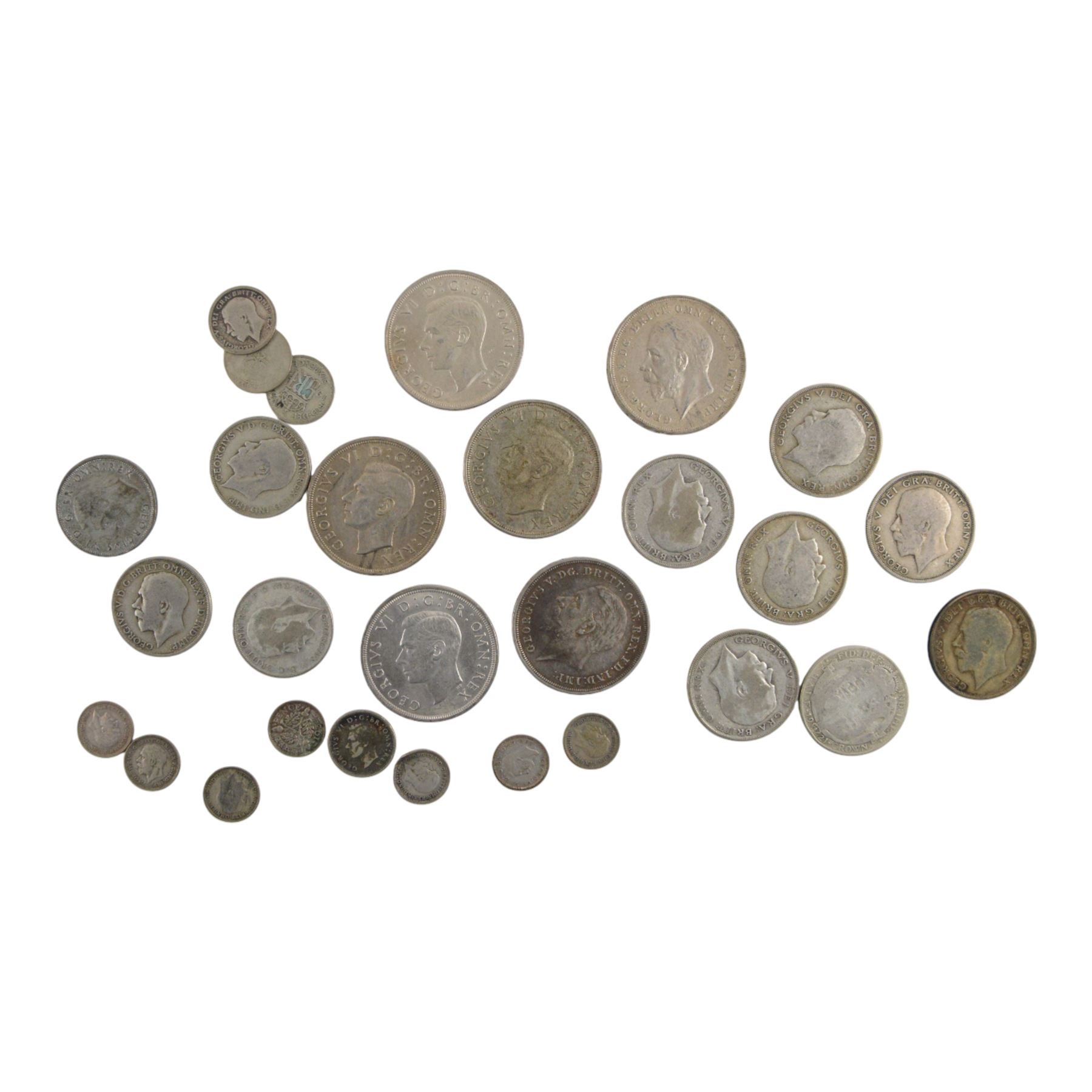 Approximately 330 grams of Great British pre-1947 silver coins