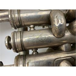 Boosey & Co Class A silver plated four-valve euphonium, serial no.117918 L62cm; in carrying case