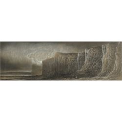 English School (19th century): Flamborough Cliffs, black and white chalk on buff paper unsigned 32cm 98cm