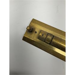 Brass and black painted maritime station pointer inscribed 6675-99-777-3202 Serial No.WMEL 0041 L45.5cm; Harling brass rolling ruler Patt.No.160100; and a parallel ruler; all unboxed (3)