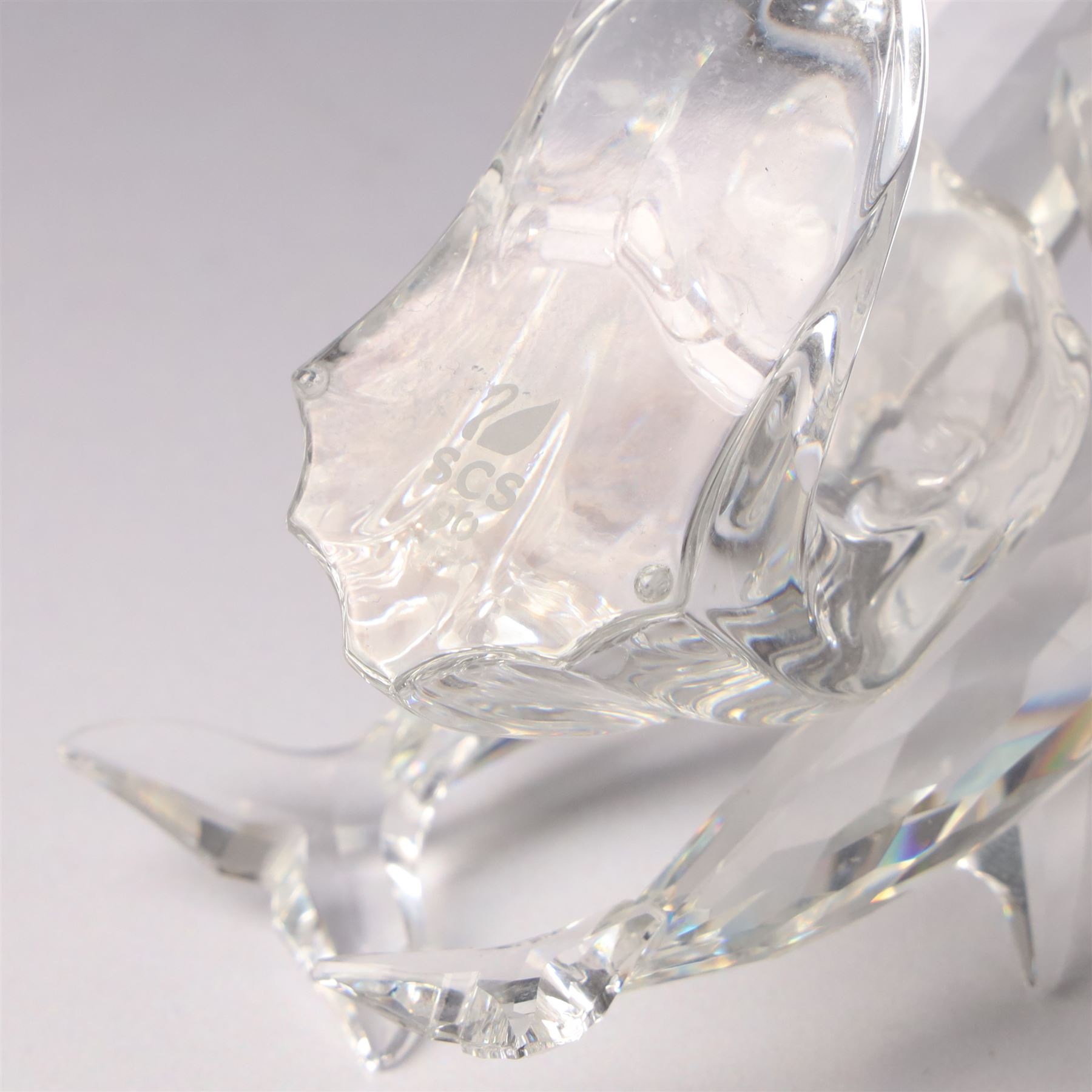 Mats Jonasson Signature Collection glass dolphin, two Caithness glass vases with dolphin decoration, Bohemia glass dolphin, Swarovski dolphin and other dolphin items