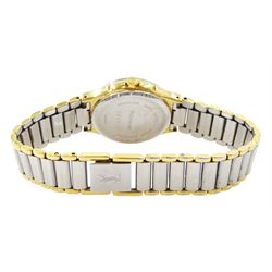 Two Yves Saint Laurent ladies stainless steel quartz wristwatches including 'Moon Phase' with gold plated bracelet, no. 284717, the other with heart shaped face and bracelet links, no. 7N0336