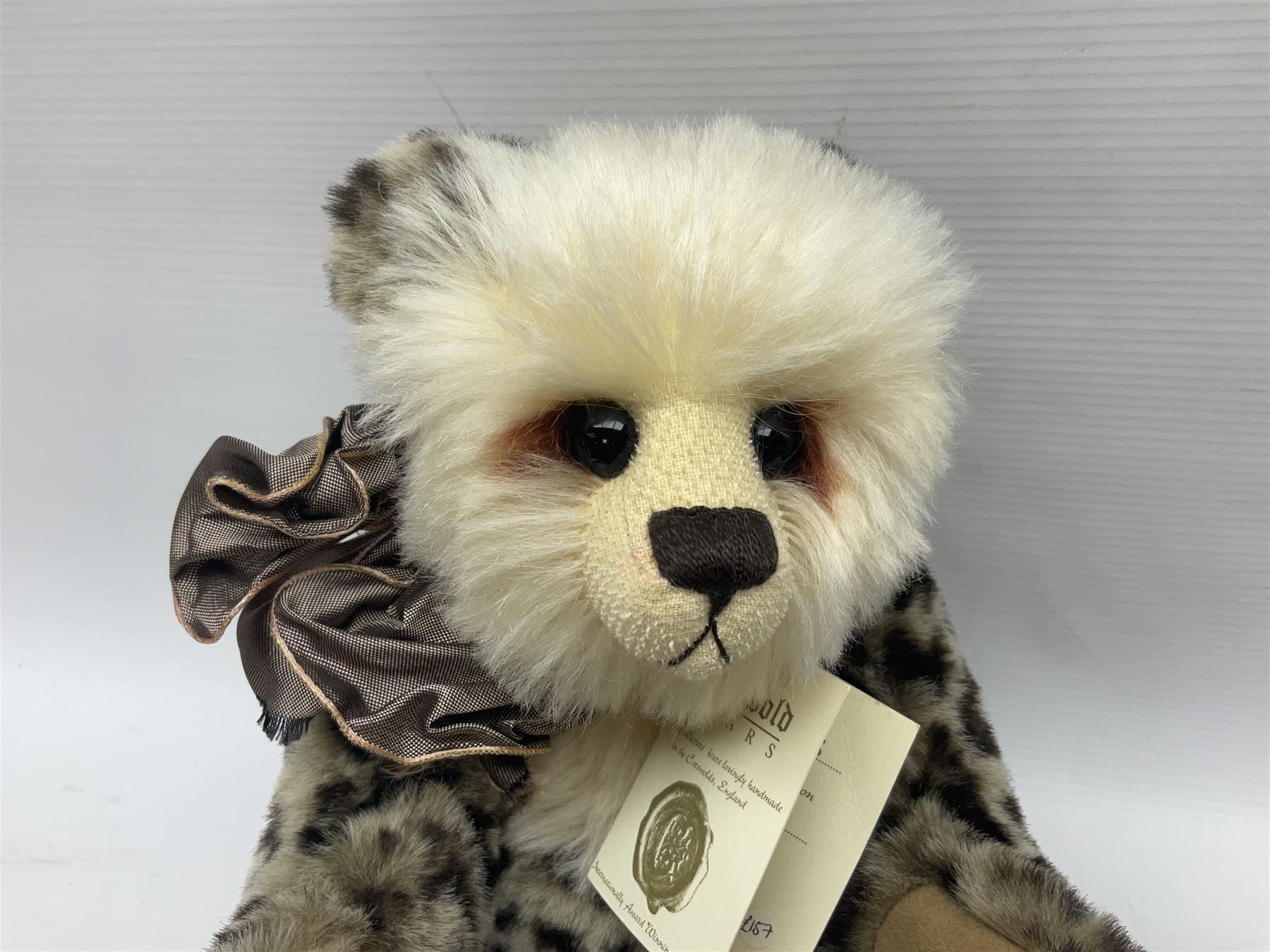 The Cotswold Bear Company - three limited edition teddy bears comprising ‘Lucas’ no. 1/1 H37cm and ‘Stonehenge’ no. 2/15 H39cm, both from the Back to the Wild Cub collection; and ‘Monsoon’ no. 3/10 H34cm from the Safari collection; all with original labels and purchase receipts (3) 