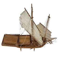 Wooden model of a junk ship, H81cm, W85cm