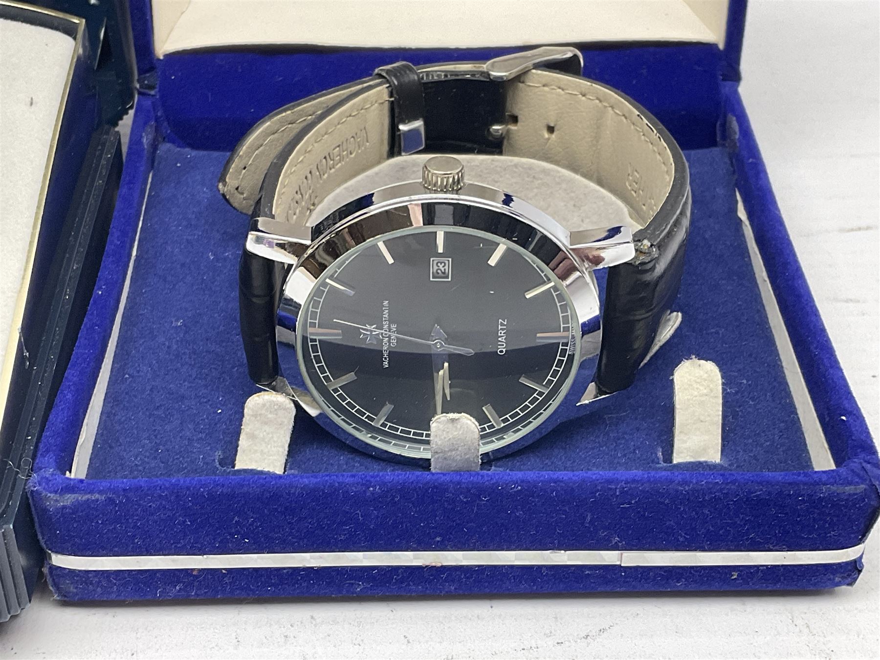 Four gentlemans wristwatches including Seiko Kinetic 50M, Pulsar, Sekonda and Constantin Quartz, boxed, together with a ladies Accurist wristwatch
