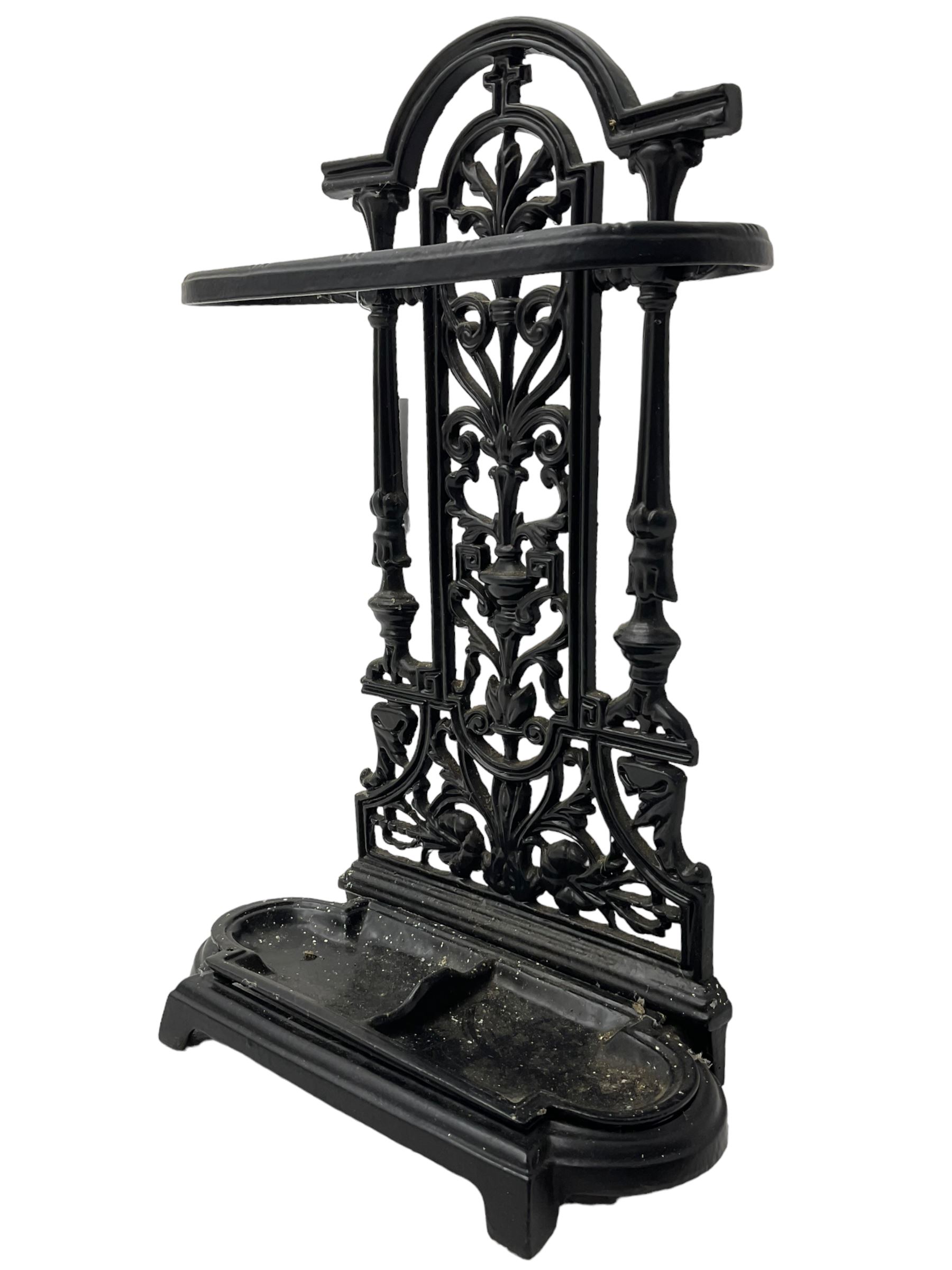 Victorian design black painted cast iron stick stand