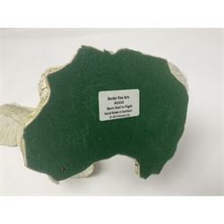 Border Fine Arts figure Barn Owl in Flight B1532, boxed with certificate, together with Country Artists figure Tawny Owl with Honeysuckle CA441, tallest H31.5cm