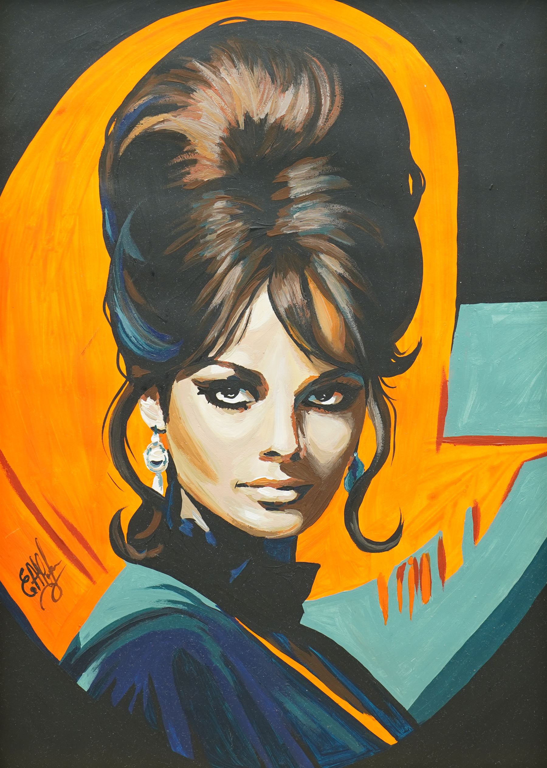 E A Chernenko (Ukrainian contemporary): Claudia Cardinale - Pop Art, acrylic on board signed, certificate of authenticity verso 41cm x 29cm