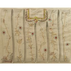 John Ogilby (British 1600-1676): 'The Road from London to Newhaven', engraved strip map with later hand colouring pub. 1675, 33cm x 46cm