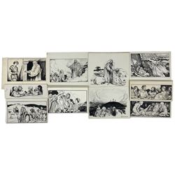 Helen Jacobs BWS (British 1888-1970): 'The Shining Way', collection of ten pen and ink illustrations, illustrated in Stella Mead's book of the same title pub. 1947, max 17cm x 22cm (10) (unframed)