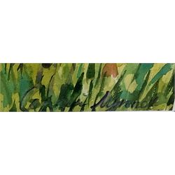 Sergie Luppov (Russian 1893-1977): Female Nude dancing in the Fields, watercolour signed 42cm x 27cm