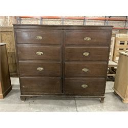 Early 20th century oak cupboard disguised as a chest of eight drawers, reeded edge over two doors with panelled facias - THIS LOT IS TO BE COLLECTED BY APPOINTMENT FROM THE OLD BUFFER DEPOT, MELBOURNE PLACE, SOWERBY, THIRSK, YO7 1QY