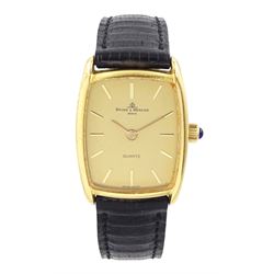 Baume & Mercier ladies 18ct gold quartz wristwatch, champagne dial with baton hour markers...