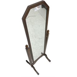 20th century oak framed cheval dressing mirror