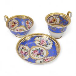 H&R Daniel trio, coffee cup, teacup and a saucer, circa 1825, Gadroon shape with D handle,...
