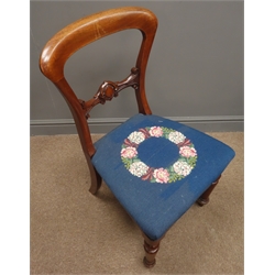  Harlequin set four Victorian mahogany chairs, upholstered seat, turned supports  