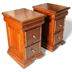 Barker & Stonehouse - Mahogany Grosvenor bedside chests, rectangular moulded top above a freize baized lined drawer, over two drawers on a moulded plinth base