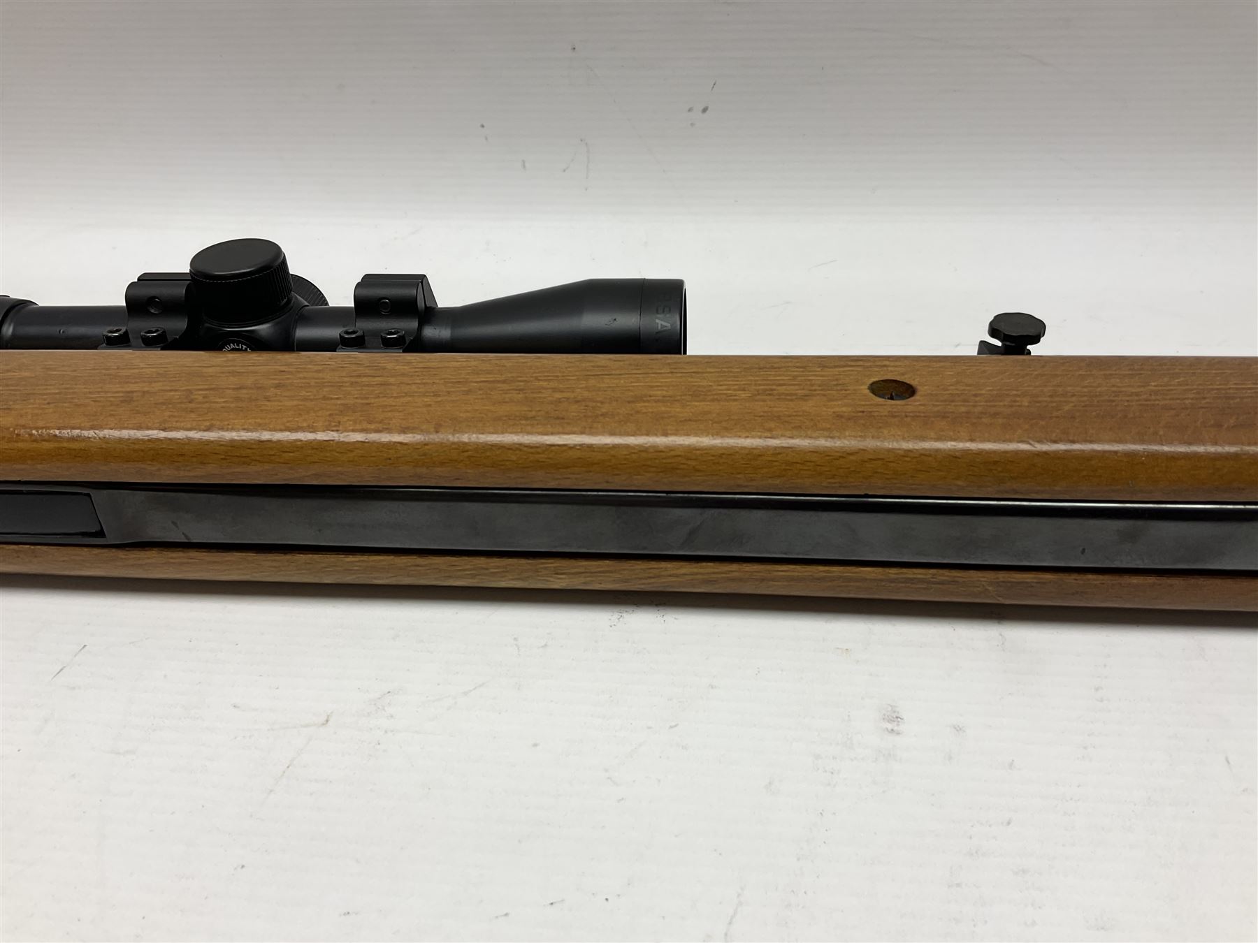 BSA 22 caliber air riffle with telescopic sight, in Fambeau hard case