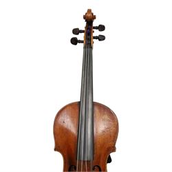 20th century violin, bearing label for Antonius and Hieronymus Amati, with bow stamped G. Werner, contained within fitted case