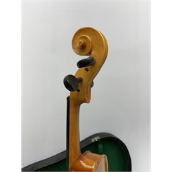 Artia Excelsior for Boosey & Hawkes violin for completion with 35.5cm two-piece maple back and ribs and spruce top, bears label, lacking tailpiece, chinrest, bridge and one tuning peg, 59cm overall, in hard carrying case with bow