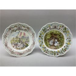 Royal Doulton Brambly Hedge ceramics, three piece Tea Service teapot, cream jug and sugar bowl, together with Summer pattern vase, The Engagement trinket box, Summer pattern miniature cup and saucer, Summer and Autumn miniature plates, and Special Occasion plates; The Wedding and The engagement 
