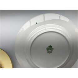 Aynsley Orchard Gold pattern teawares, comprising two saucers, six side plates and twin handled covered sucrier