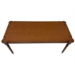 Rectangular mahogany coffee table, lamp table and nest