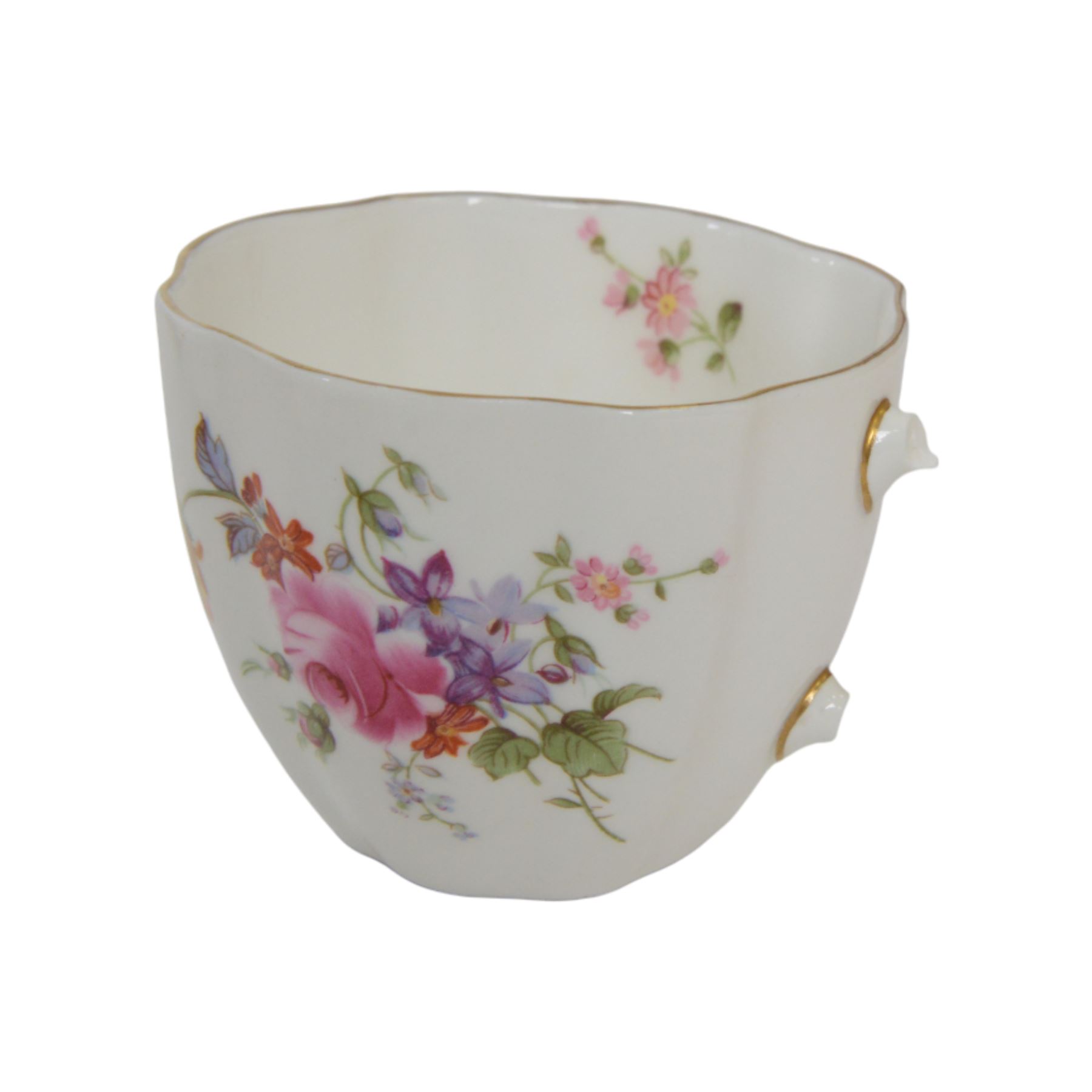 Royal Crown Derby Derby Posies tea service for ten, comprising teacups and saucers, dessert plates, two milk jugs, open sucrier cake plate and sandwich plate 