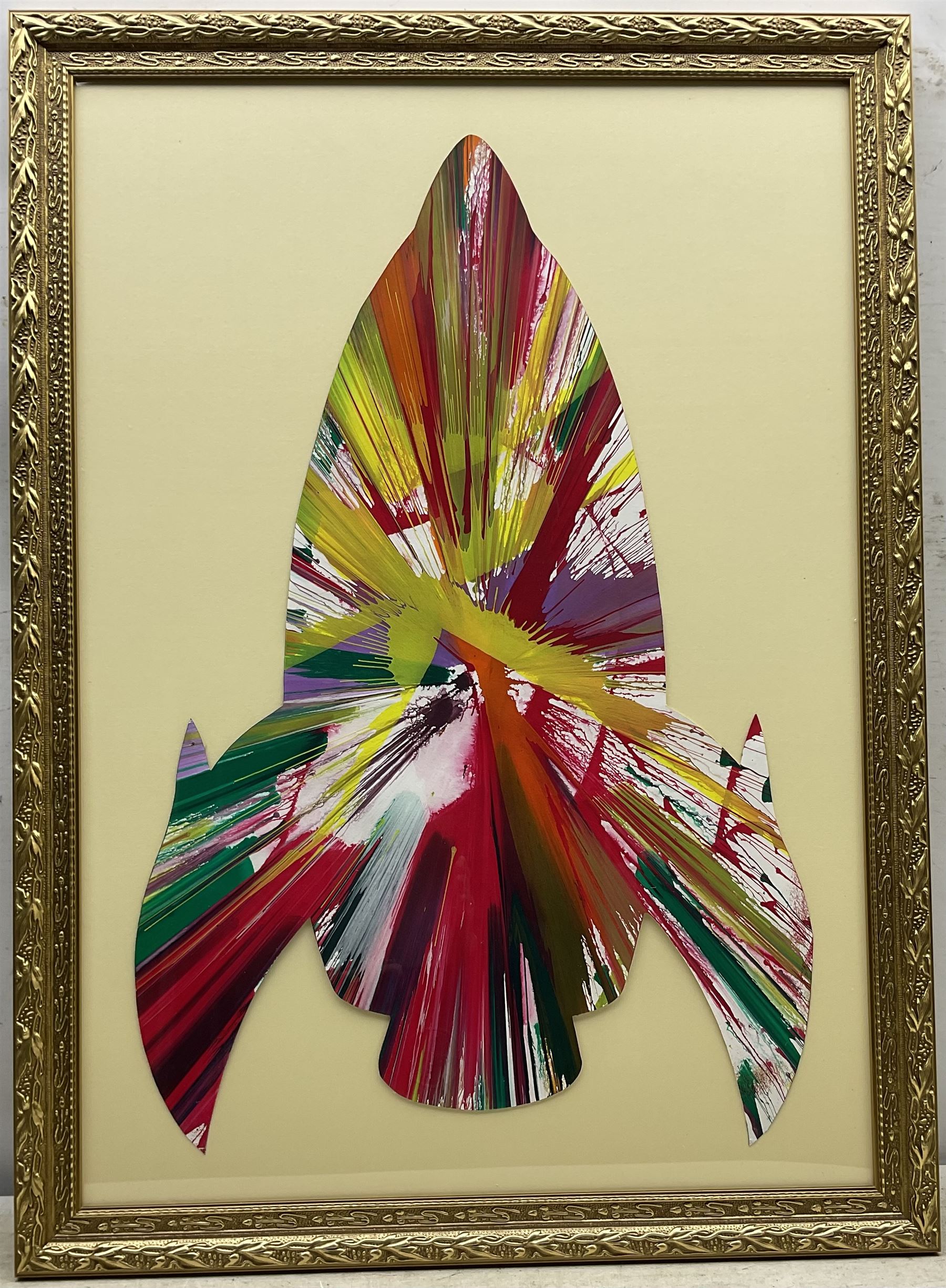 Damien Hirst (British 1965-): 'Rocket Ship Spin Painting 2009',
 acrylic on die-cut wove paper, with inkstamp signature verso and artist's blindstamp, pub.  Pinchuk Art Centre, Ukraine  69cm  x  46cm
