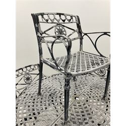 Heavy Aluminium circular garden table, and six wide seat chairs with ‘star’ backs - THIS LOT IS TO BE COLLECTED BY APPOINTMENT FROM DUGGLEBY STORAGE, GREAT HILL, EASTFIELD, SCARBOROUGH, YO11 3TX