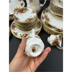 Royal Albert Old Country Roses pattern coffee and dinner service for six, including coffee pot, coffee cups and saucers, dinner plates, side plates, bowls etc 