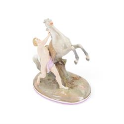 20th century Continental Marly horse, with blue triangle mark beneath, H26cm
