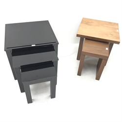 Black gloss finish nest three tables (W60cm, H52cm, D60cm) and two side tables 