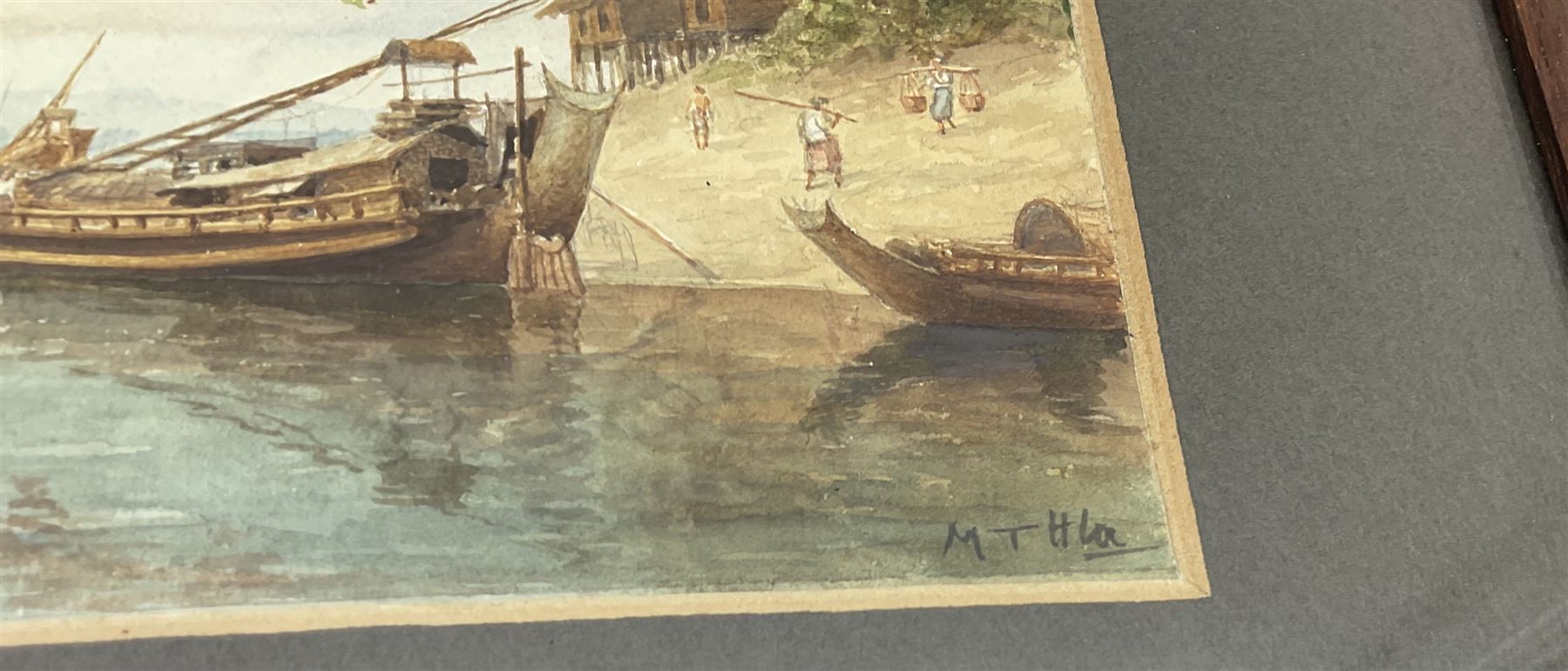 Maung Tun Hla (U Tun Hla) (Burmese 1874-1946): Royal Poinciana Tree on River Bank, pair watercolours signed M T Hla 16cm x 21cm (2)