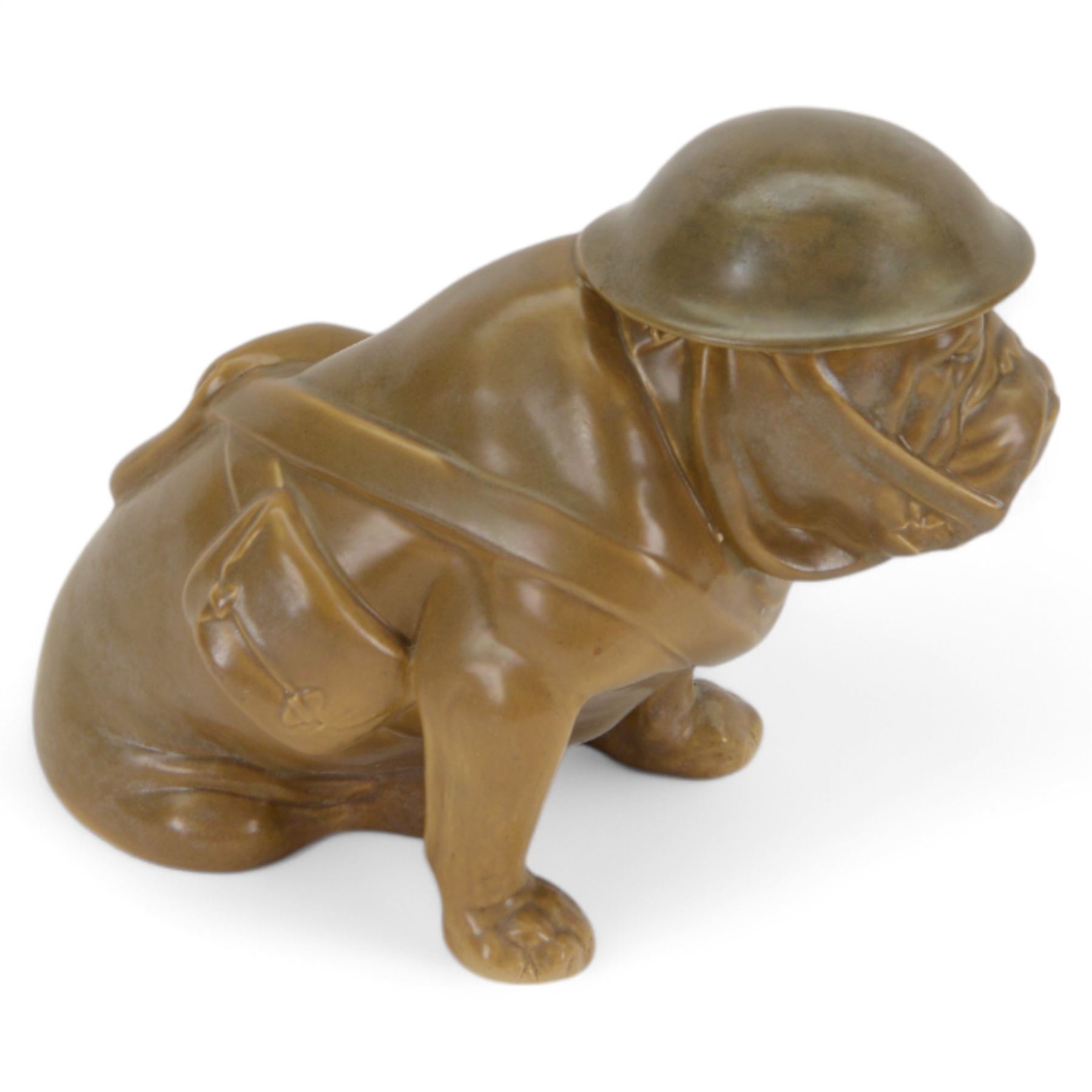 Royal Doulton Tommy Bulldog figure, modelled in WWI army uniform, khaki glazed, with printed mark beneath and N662746, H18cm