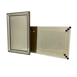Rectangular frameless wall mirror (61cm x 92cm), and a cushion framed mirror (61cm x 92cm) 
