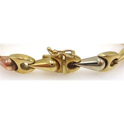 9ct gold tri-colour link bracelet approx 12.8gm